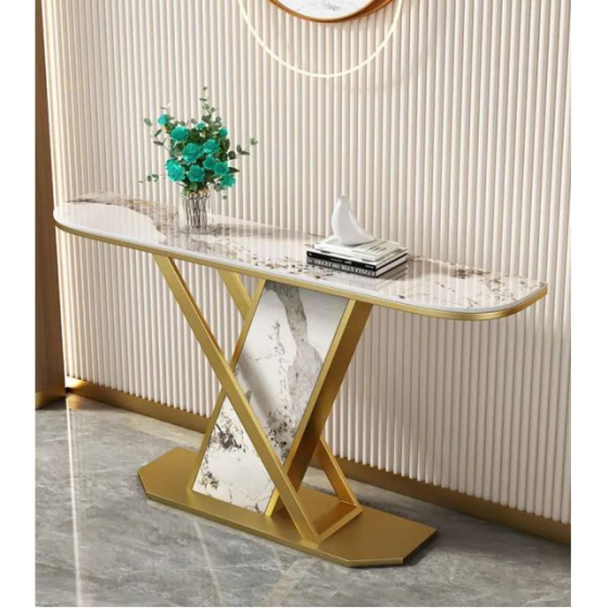 Bàn console mặt đá ceramic chân sắt CST101