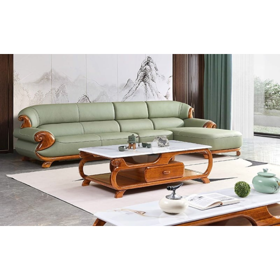 Sofa Góc Gỗ Mun Nhập Khẩu Cao Cấp WJ131