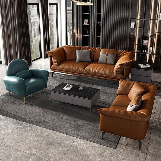 Bộ Sofa da cao cấp màu da bò GSF139-31