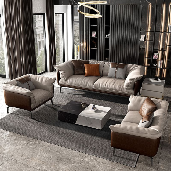 Bộ Sofa da cao cấp màu da bò GSF139-31