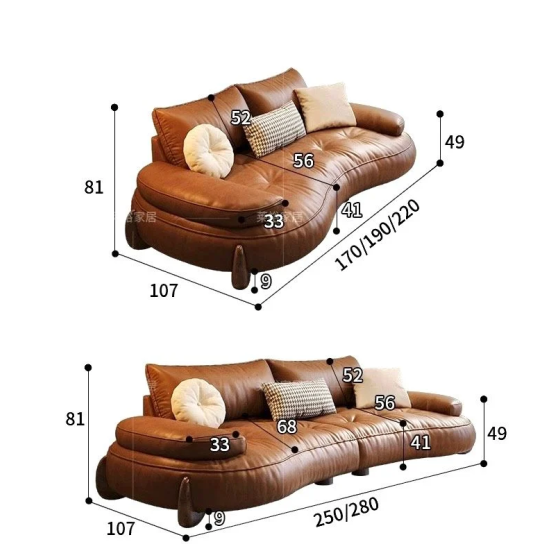 Bộ Sofa da nhập khẩu màu da bò BSF200