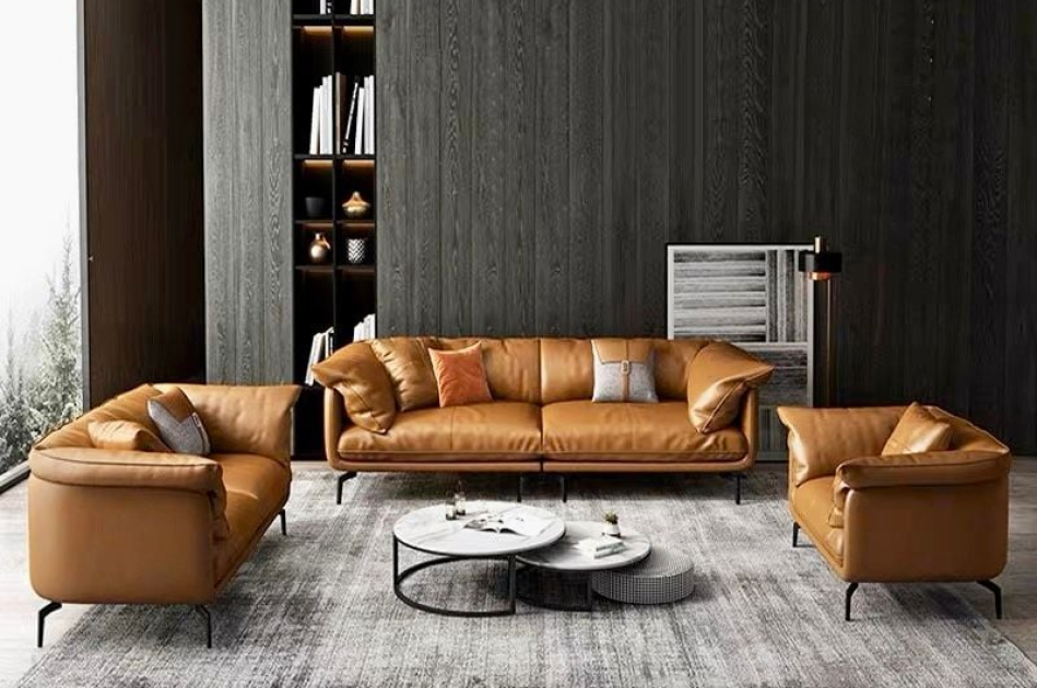 Bộ Sofa da cao cấp màu da bò GSF139-31