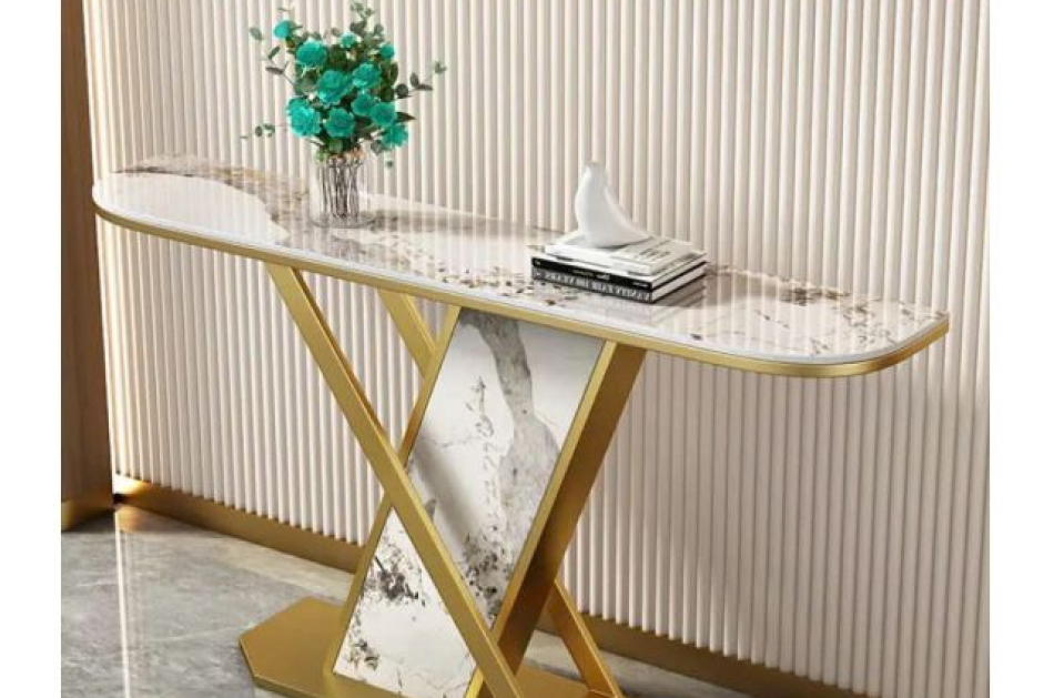 Bàn console mặt đá ceramic chân sắt CST101