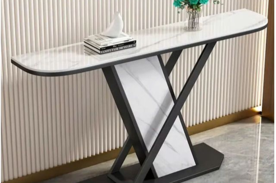 Bàn console mặt đá ceramic chân sắt CST101