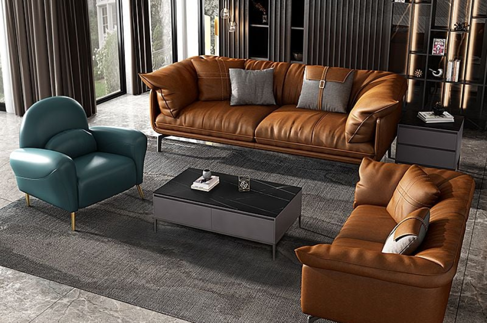 Bộ Sofa da cao cấp màu da bò GSF139-31