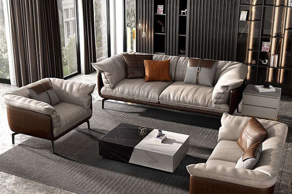 Bộ Sofa da cao cấp màu da bò GSF139-31