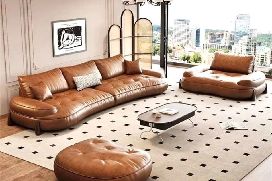 Bộ Sofa da nhập khẩu màu da bò BSF200