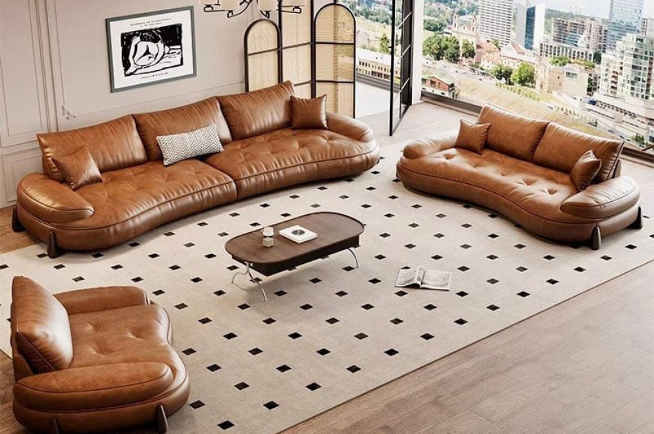 Bộ Sofa da nhập khẩu màu da bò BSF200