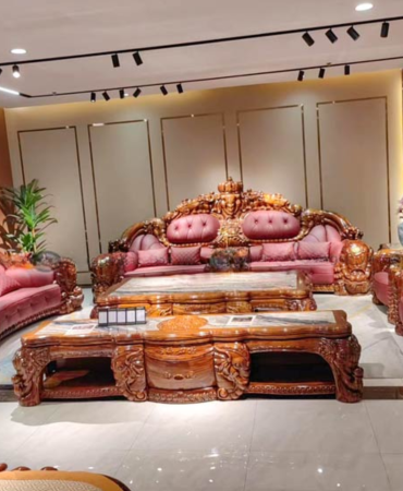 Sofa Tân Cổ Điển Gỗ Mun Đầu Voi Đính Ngọc KW-9988