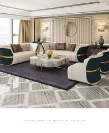 Bộ sofa da phối khác màu mặt trước sau, viền inox mạ vàng cao cấp BSF166