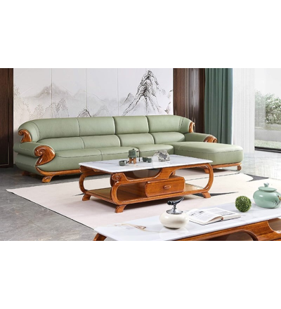 Sofa Góc Gỗ Mun Nhập Khẩu Cao Cấp WJ131