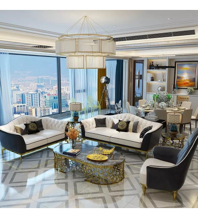 Ghế Sofa da phong cách đơn giản hiện đại phối 2 màu GSF125